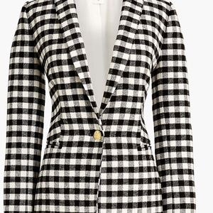 J Crew BB394 NWT Size 2 Trendy Chic Black/Ivory Buffalo Check Wool-Blend Blazer